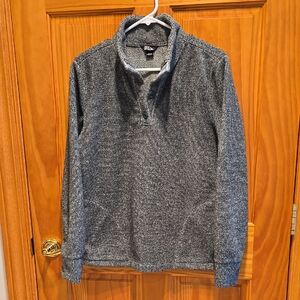 Eddie Bauer Womens Heather Green Quarter-button Pullover